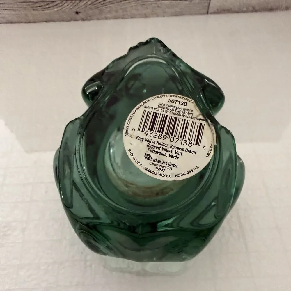Indiana Glass Green Glass Frog Votive Candle Holder 4.5